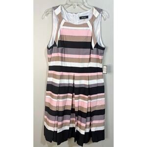 Nine West Tutu Pink Pebble Sleeveless Pleated Dress Size 12 NWT